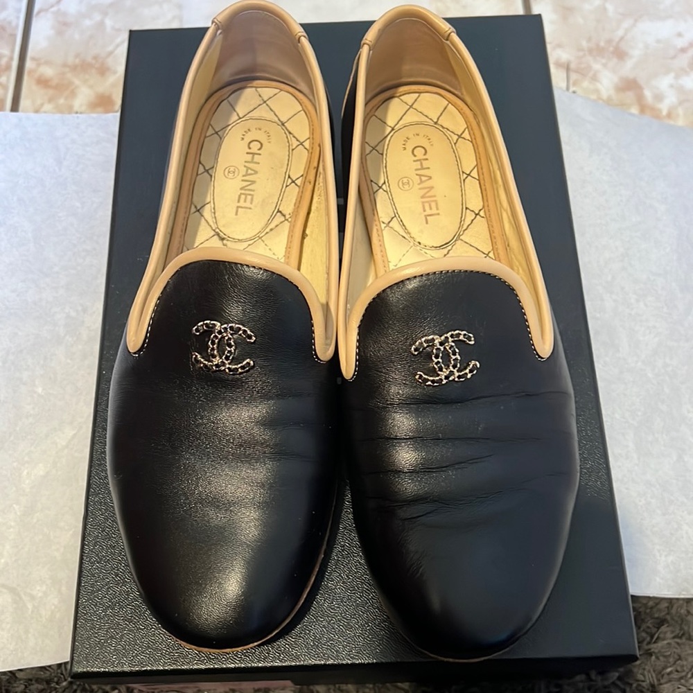 Chanel Lambskin Loafers size 38.5 color Black